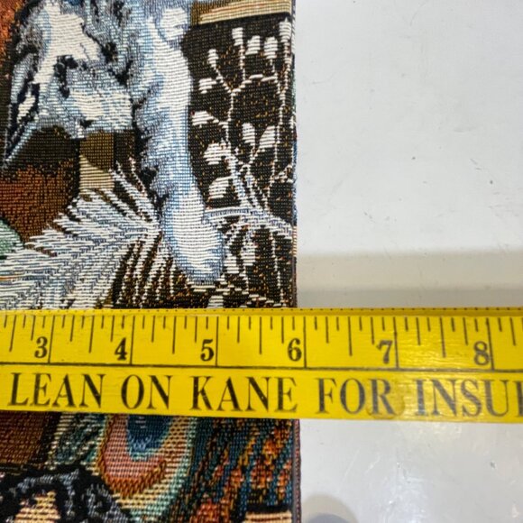 Vintage Cat Theme Woven Tapestry Wall Hanging 21" X 5.75" With Wooden Rod & Loop - Picture 5 of 9